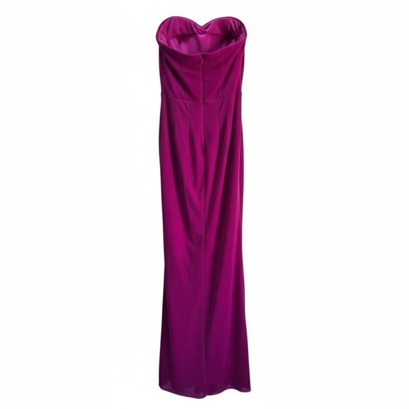 NWT | Strapless Ruched Draped High Slit Maxi Gown Magenta Fuchsia | XSmall - Picture 2 of 6